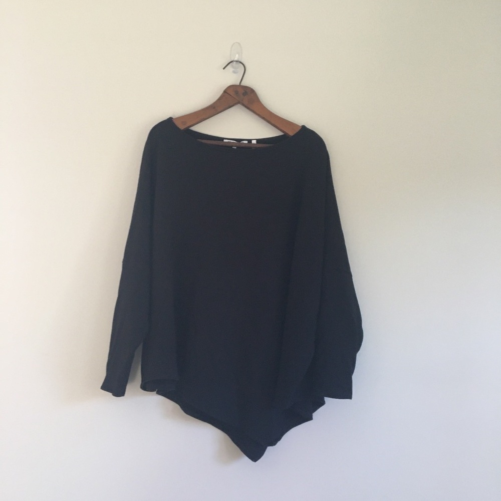 Helmut Lang | so soft! black asymmetrical poncho style sweater